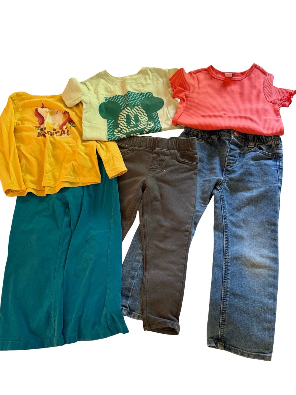 Toddler Girl Size 3T LOT Top Pants Yellow Pink Minnie Jeans Pull On Pants Casual